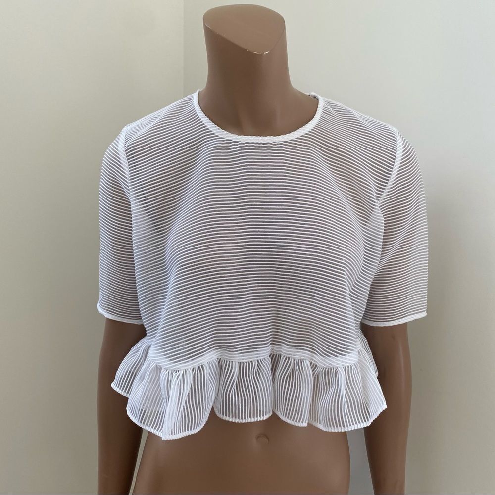 NEW Alice McCall About Us White Sheer Crop Top 0 - Picture 5 of 7